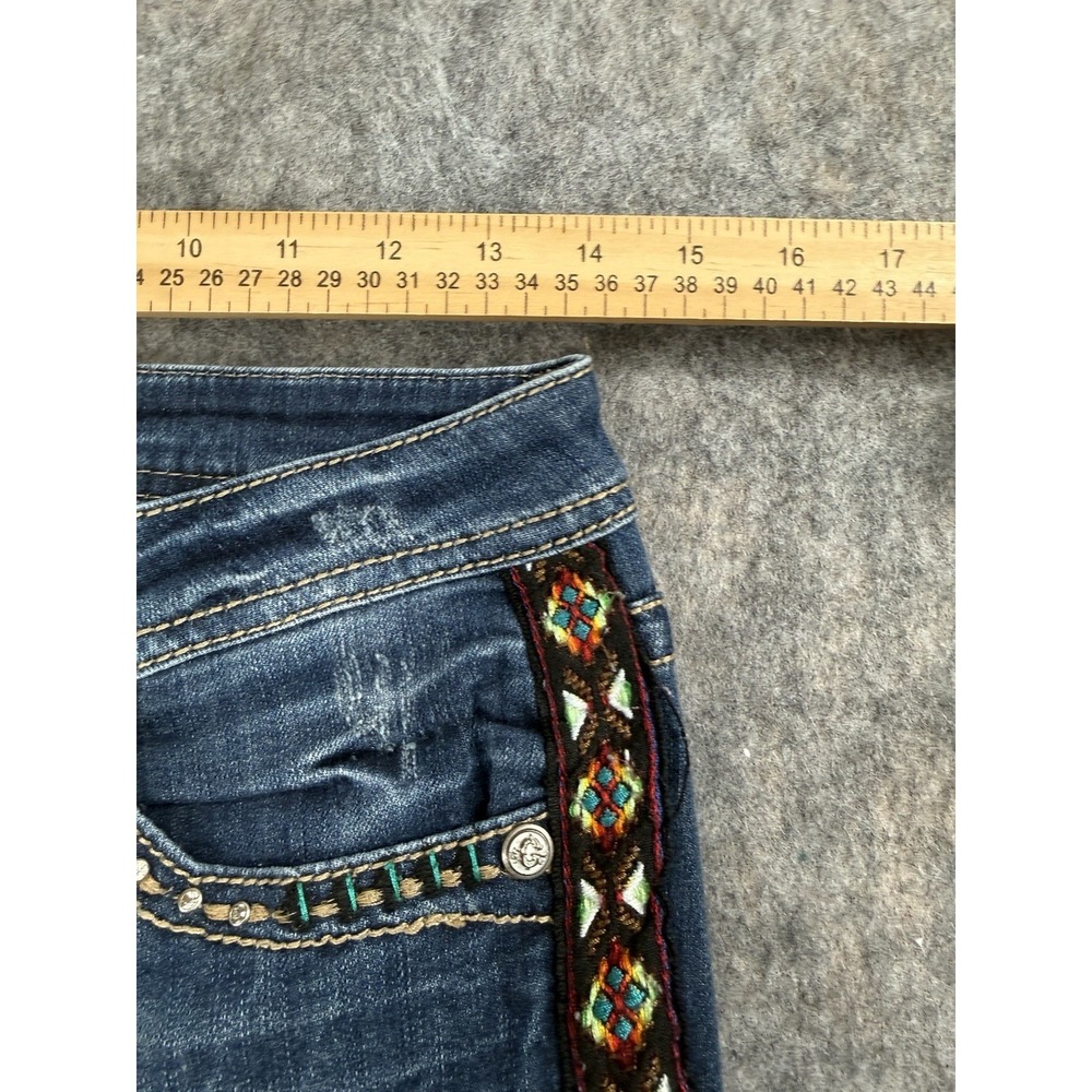 Grace In LA Jeans Women 27 Blue Denim Skinny Guitar Strap Southwest Native - Picture 5 of 11